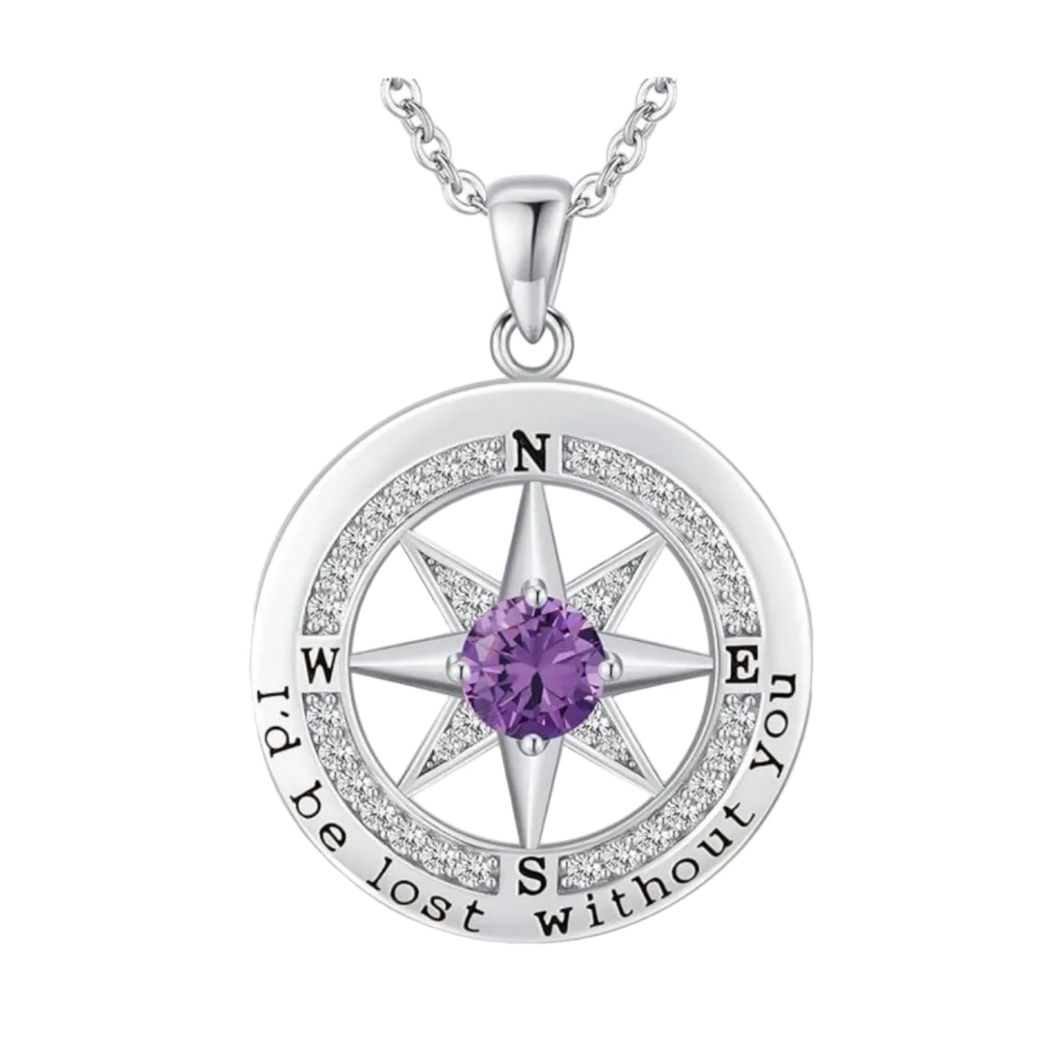 S925 Necklace Gift for Wife |Compass Jewelry |Women Anniversary |Ste
