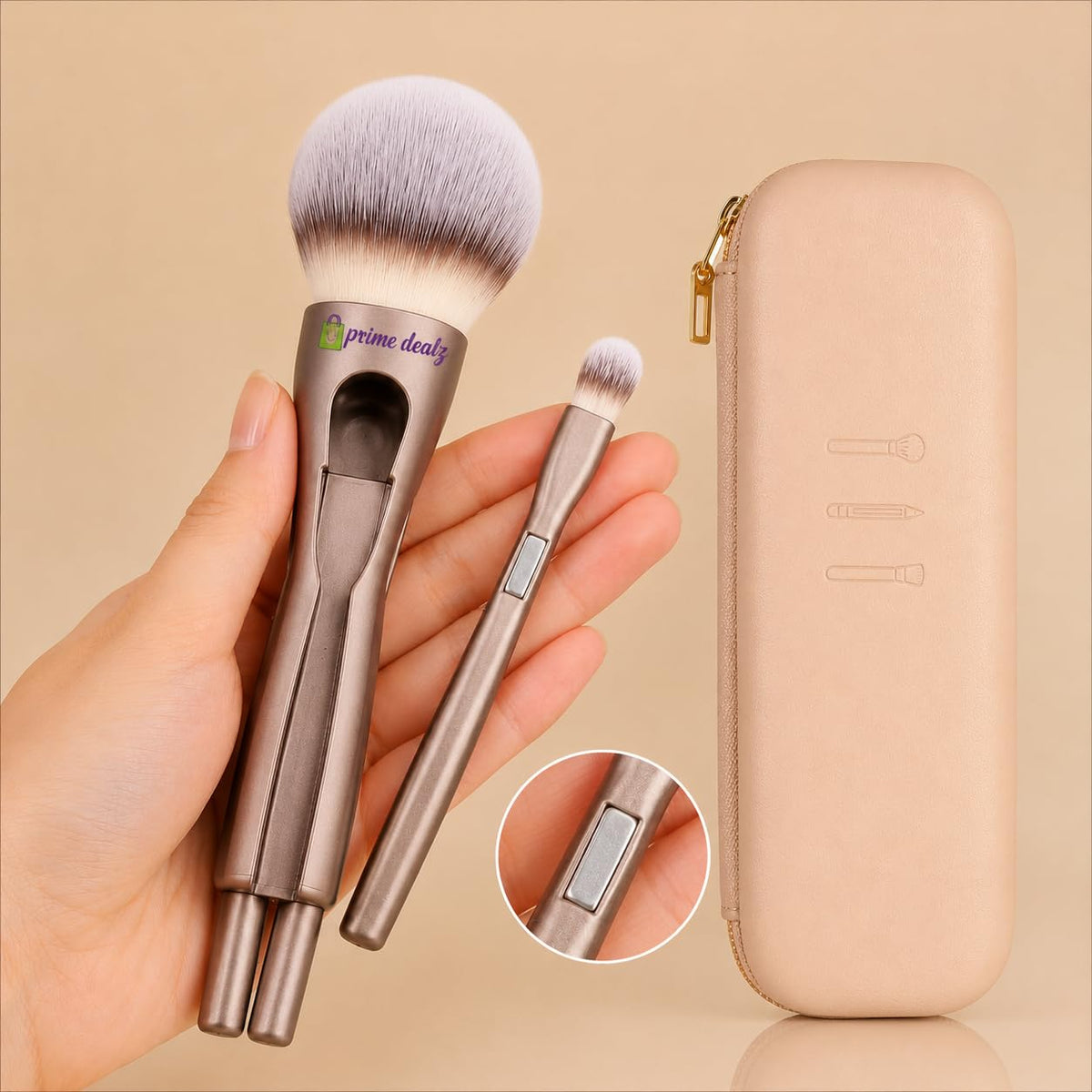 4 in 1 Magnetic Makeup Brush Set Detachable Travel Cosmetic - PrimeDealz Official Imagery - 6