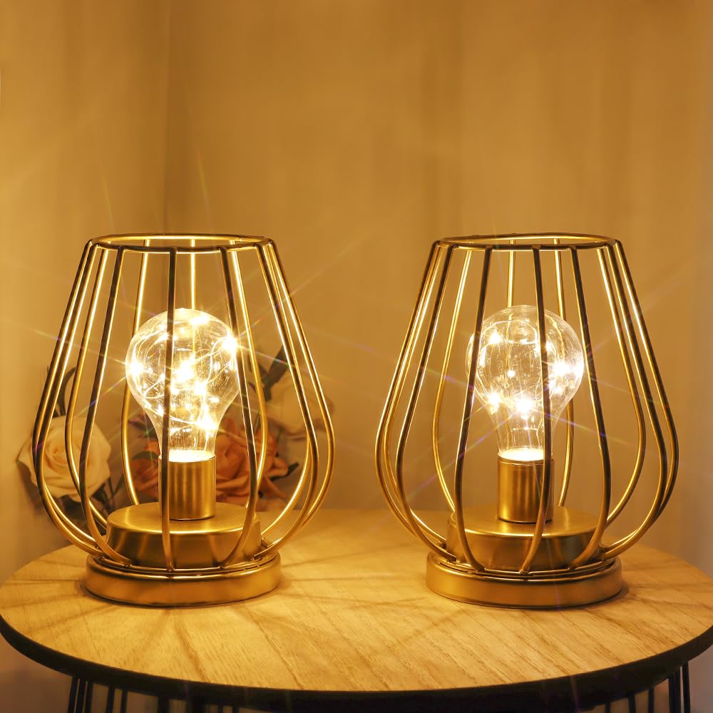 TRIROCKS Set of 2 Metal Battery Operated Lamp 7 Tall Mini - TRIROCKS Official Imagery - 6