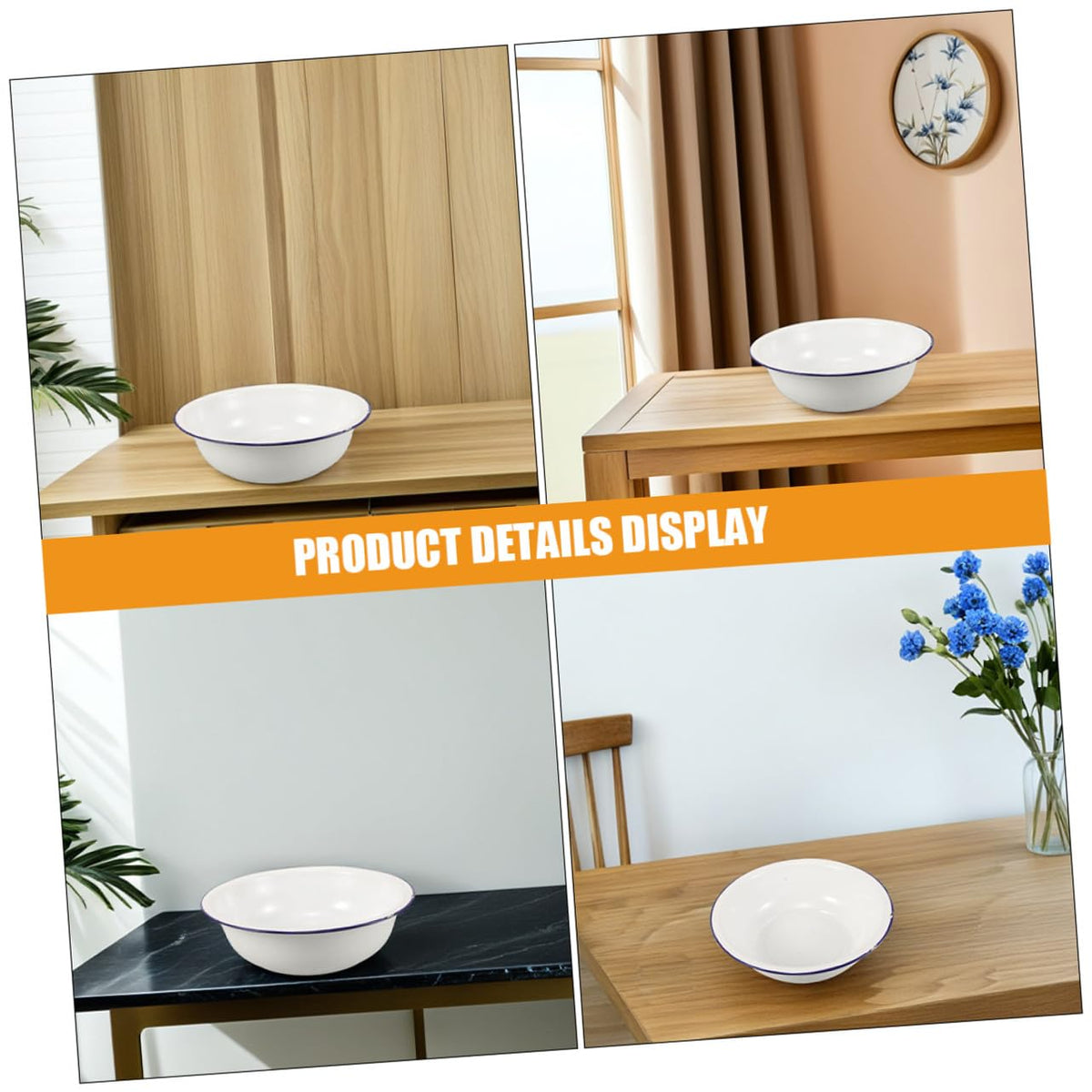 Vintage White Enamel Foot Bath Basin Large Capacity 34cm - TOGEVAL Official Imagery - 5