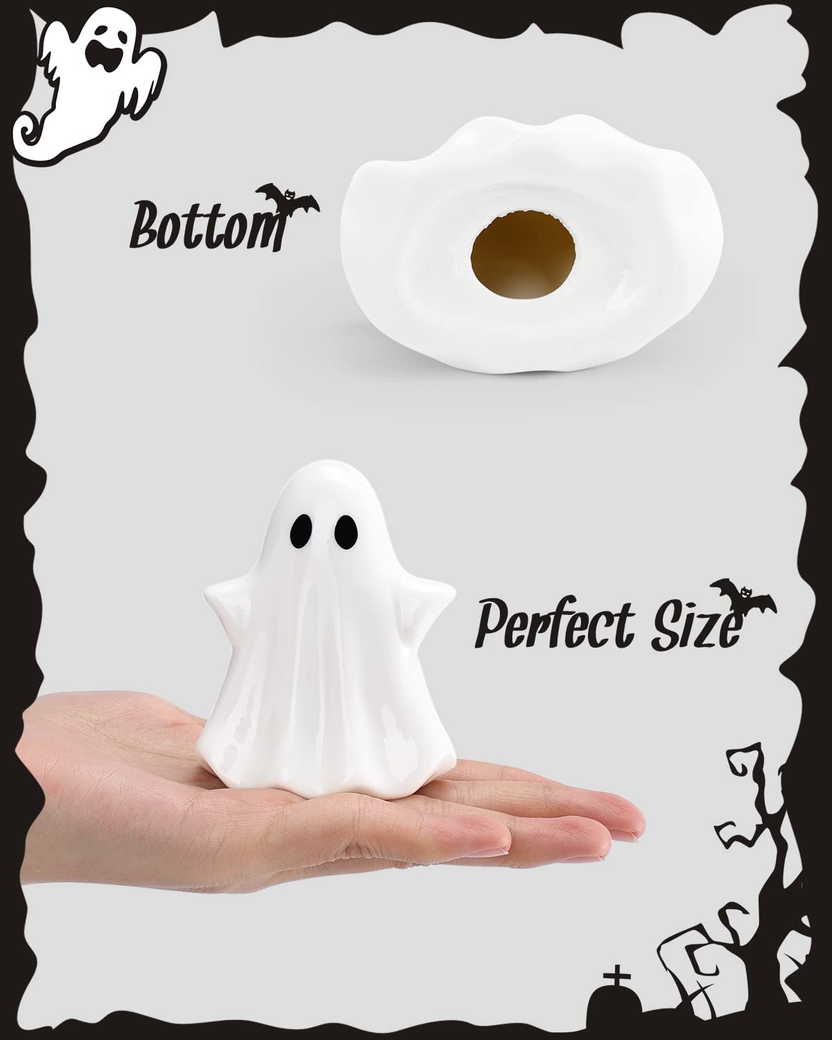 Tuitessine Ceramic Ghosts Small Scary Ghost Figurine - Tuitessine Official Imagery - 4