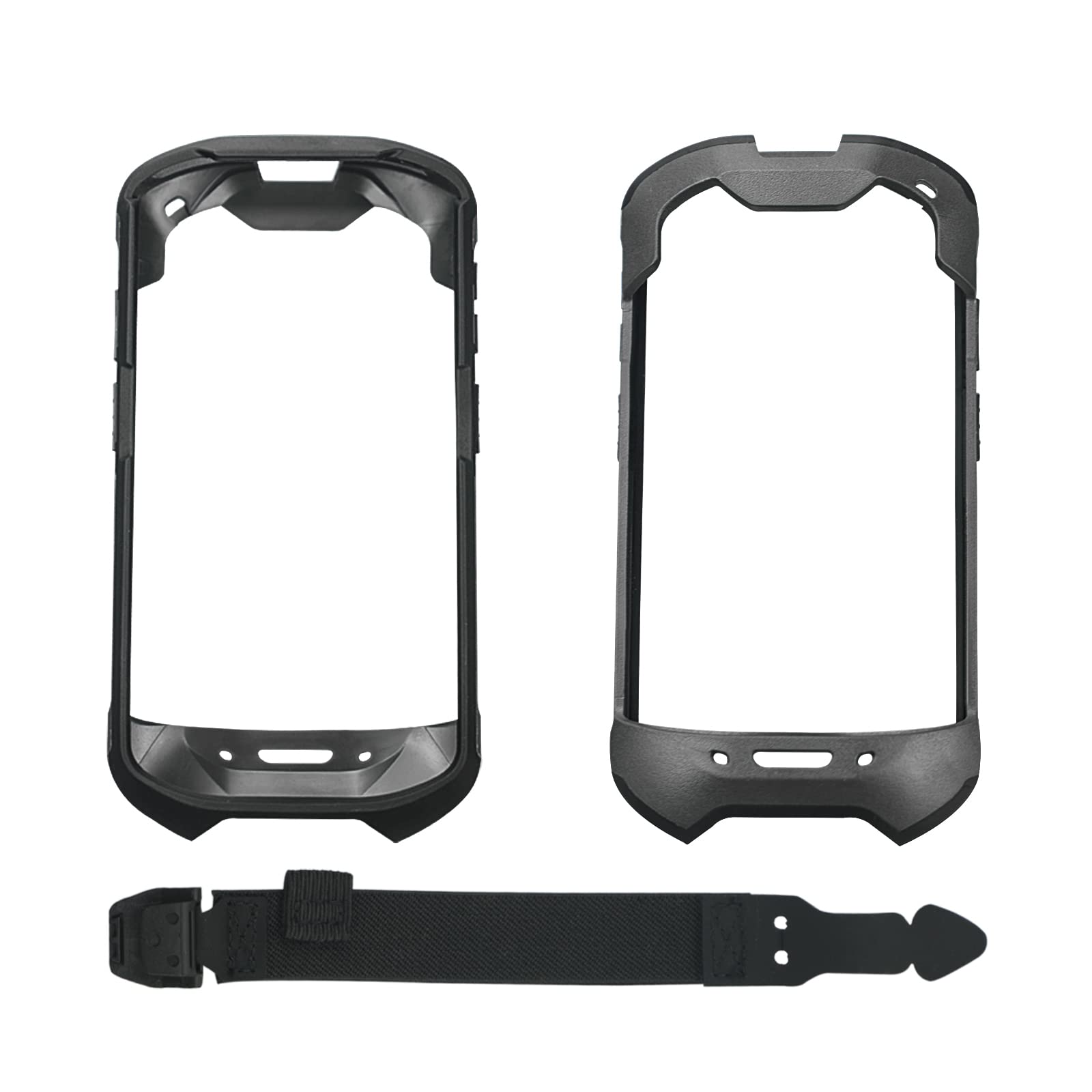 NAGRIS rugged black protective bumper case with hand strap for Zebra TC51, TC52, TC56, TC57 barcode scanner, slim TPU cover.