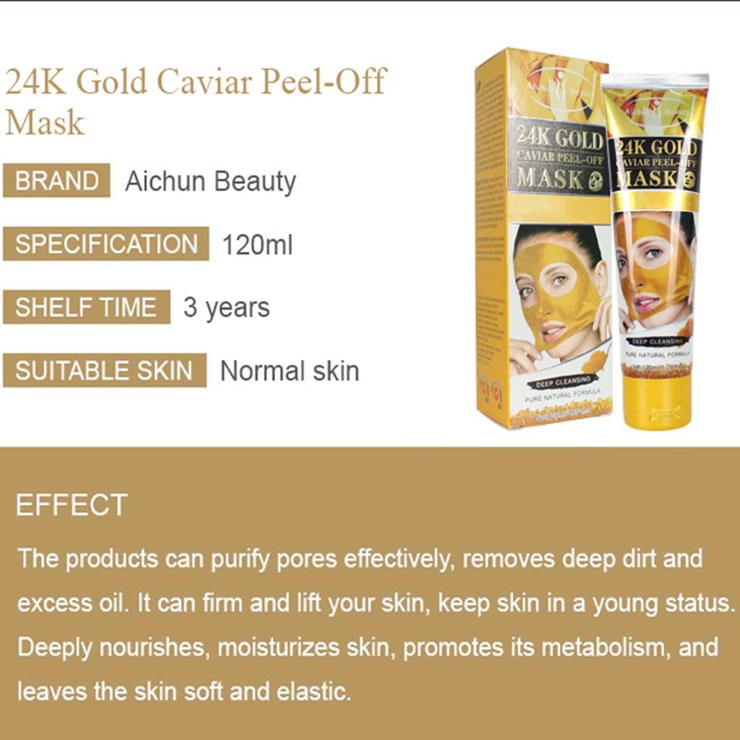 AICHUN BEAUTY Peel-Off Facial Mask (24K GOLD CAVIAR PEEL-OFF - AICHUN BEAUTY