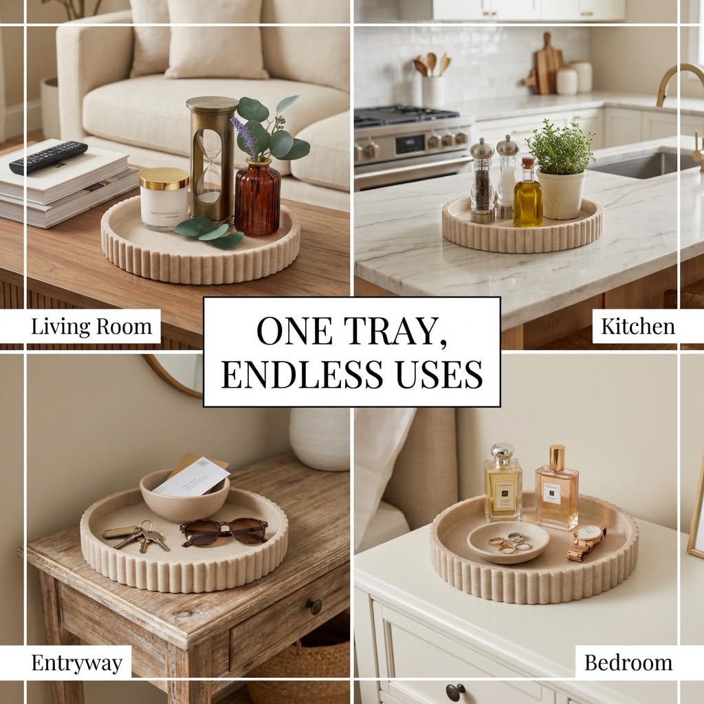 Round Decorative Tray Coffee Table Tray - OAKOA Official Imagery - 6