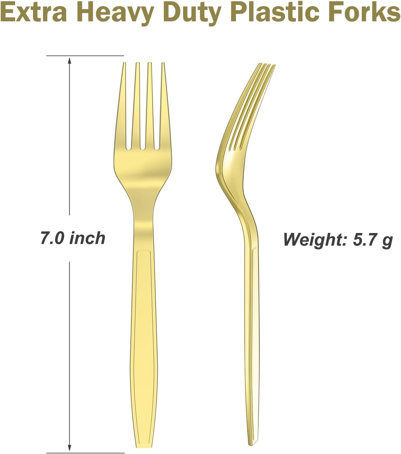 Dealusy 360-pack of extra heavy-duty gold plastic forks, BPA-free disposable utensils for parties and events