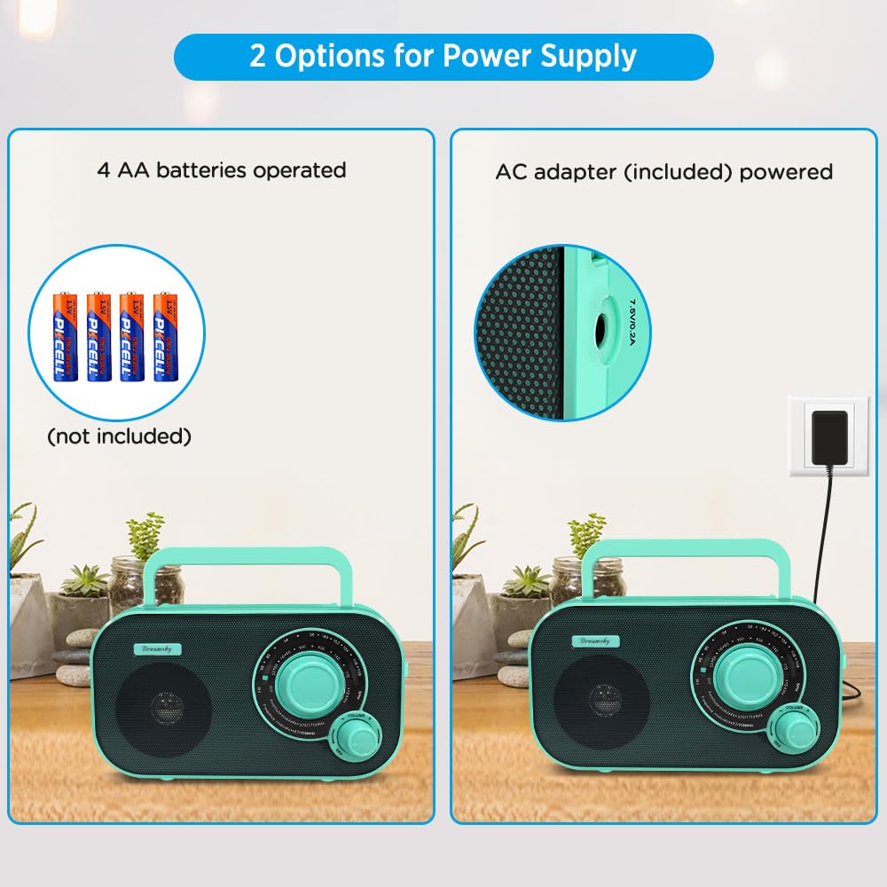 DreamSky AM FM Portable Radio – Plug-In or Battery