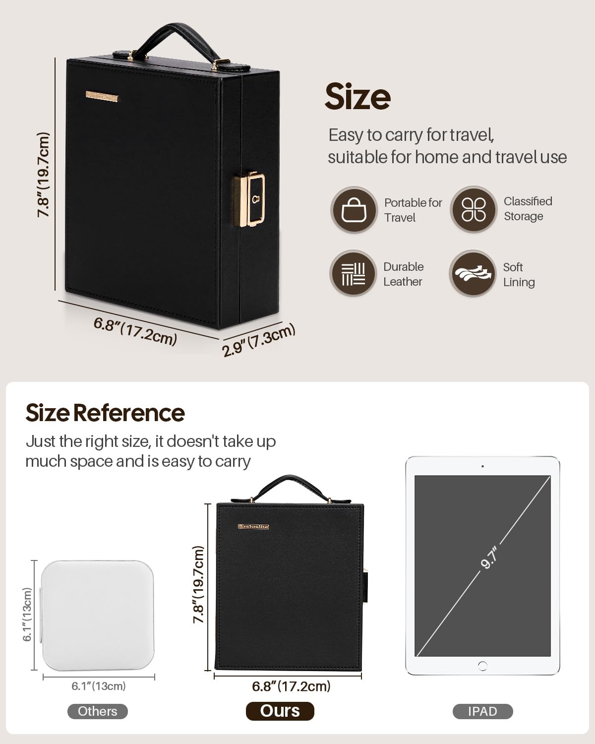 Portable Travel Jewelry Case Jewelry Box with Lock and - Enthralite Official Imagery - 4