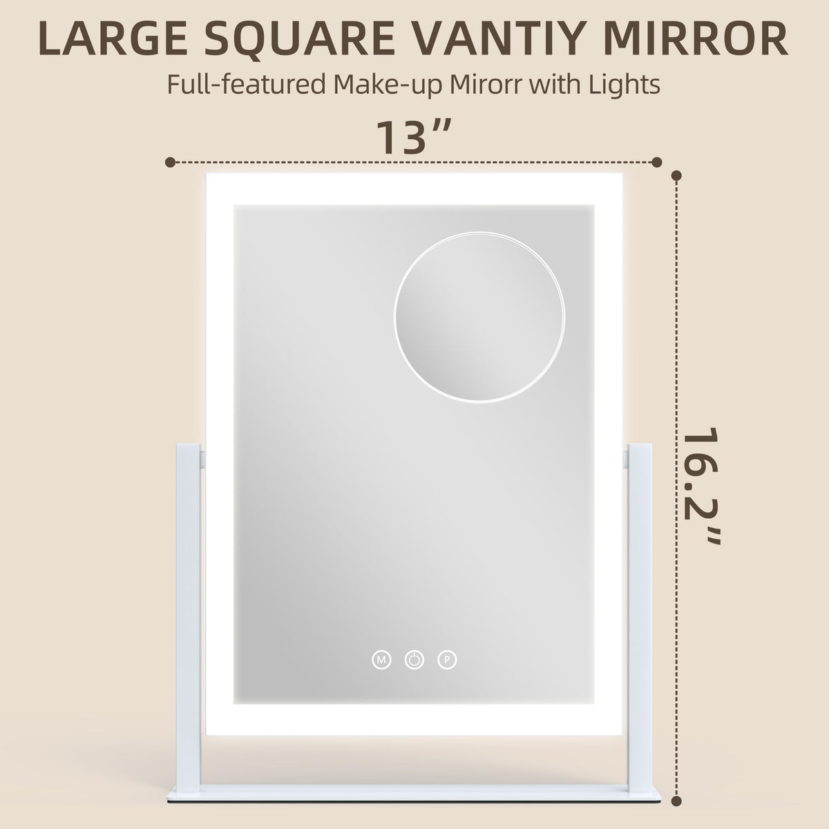 FENNO Rectangular Makeup Vanity Mirror with Lights 13x17 - FENNIO Official Imagery - 3