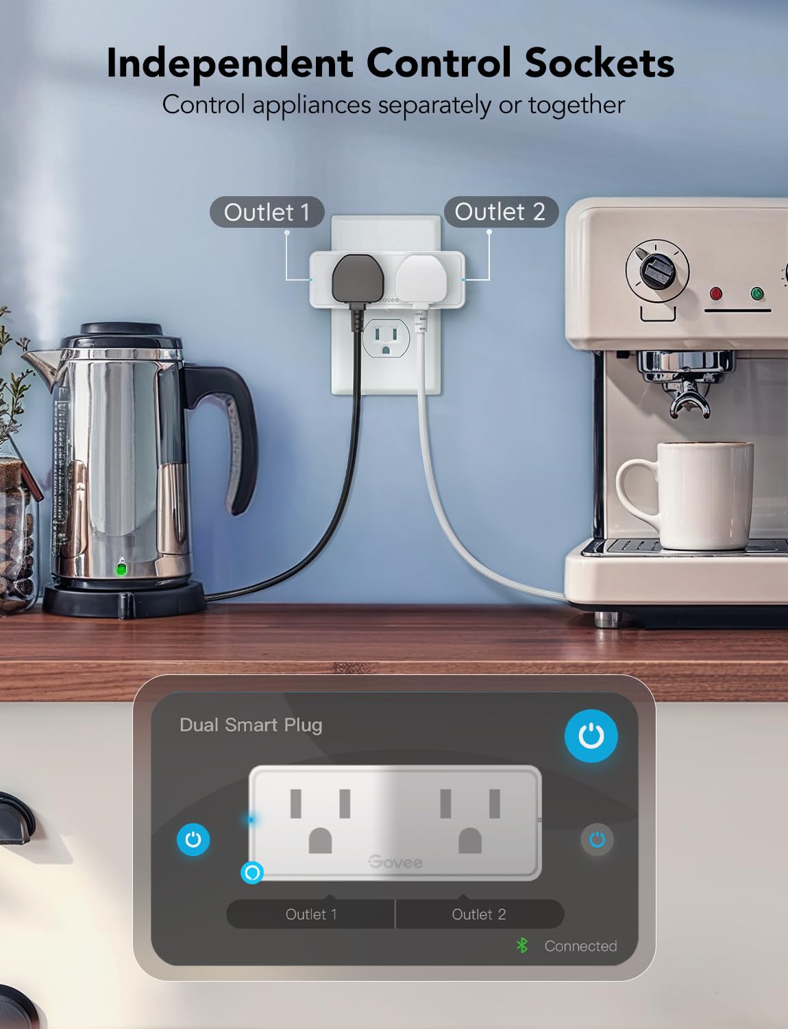 Govee Dual Smart Plug 4 Pack 15A WiFi Bluetooth Outlet 2 in - Premium Selection Official Imagery - 5
