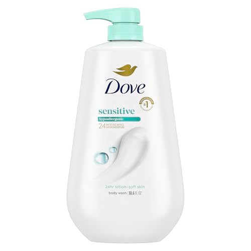 Dove Sensitive Skin Body Wash, 24hr Lotion-Soft Skin, 30.6 oz - Elefair Tech Official Product View 1