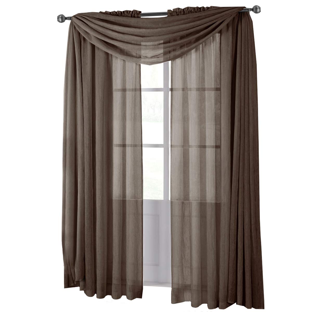 Royal Hotel Luxury Abri Top Rod Pocket, Crushed Sheer Curtains, - Product Imagery