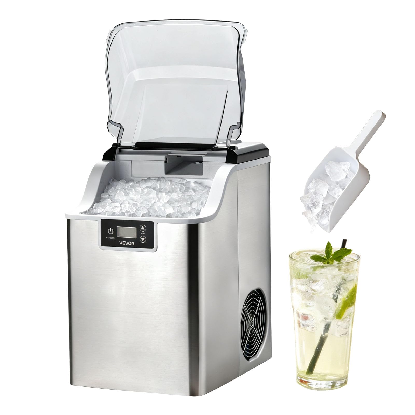 VEVOR Countertop Ice Maker, 44 lbs per Day, Self-Cleaning - Product Imagery