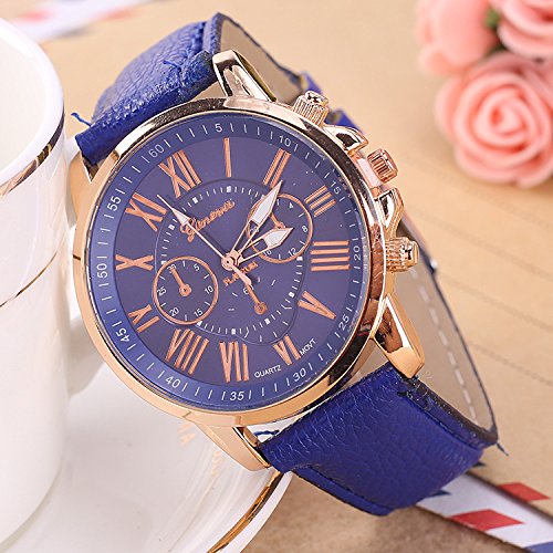 Women Men Lady Teen Girl PU Leather Band Watches Dial Analog - Product Imagery