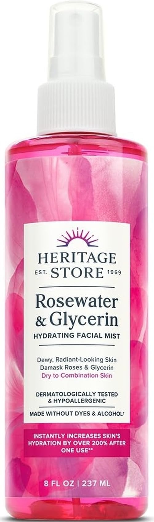 HERITAGE STORE Rosewater &amp; Glycerin Facial Mist, 8 fl oz - HERITAGE