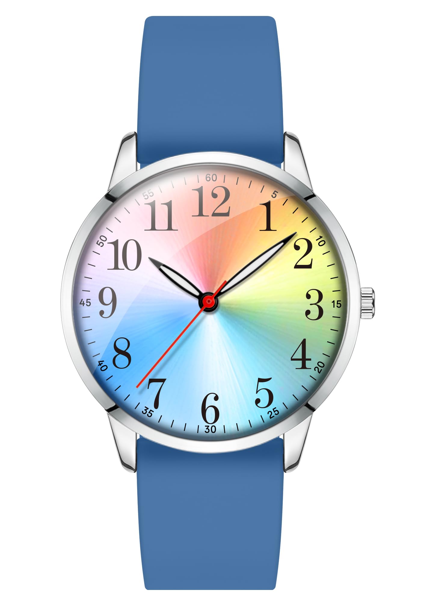 Letoff Classic Analog Watch, Rainbow Dial with Arabic Numerals, - Product Imagery