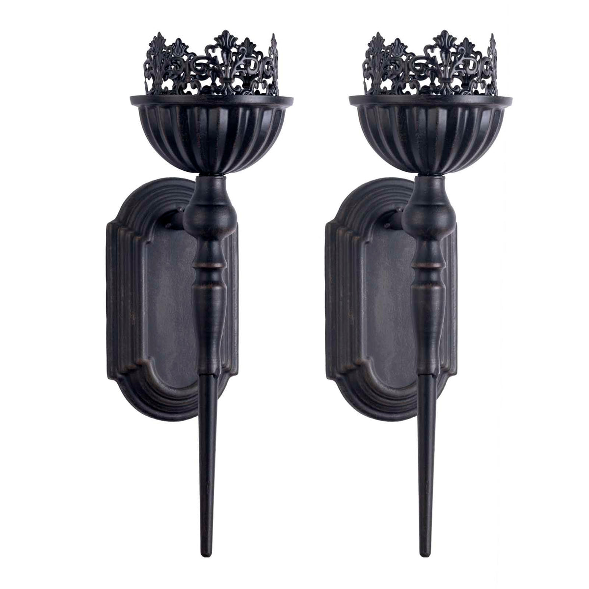 Gothic Wall Sconce Candle Holder Black Crown and Scepter - WOPARTY Official Imagery - 5