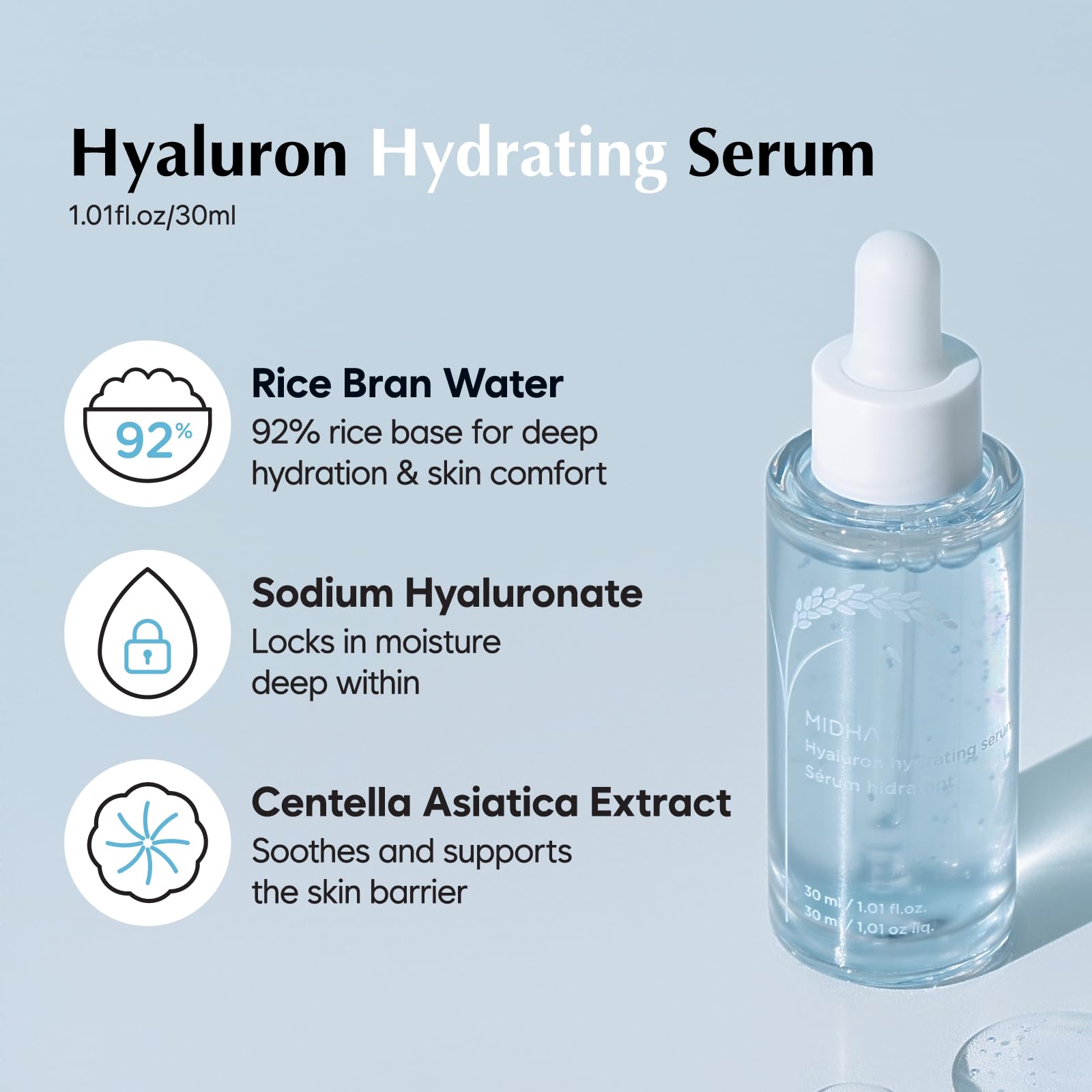 MIDHA RICE HYALURON HYDRATING SERUM, 1.01fl.oz/30ml,Deep - MIDHA