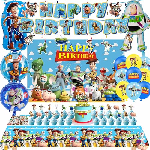 Cartoon Birthday Party Decorations, Toy Themed Party Supplies - Product Imagery