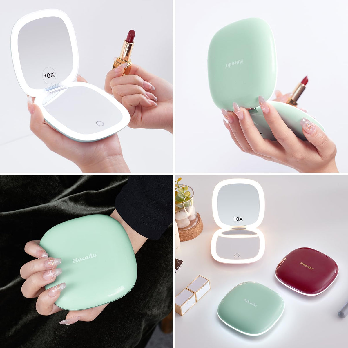 Compact Mirror with Light 4 Inches Compact 1x 10x Magnifying - Mocado Official Imagery - 4