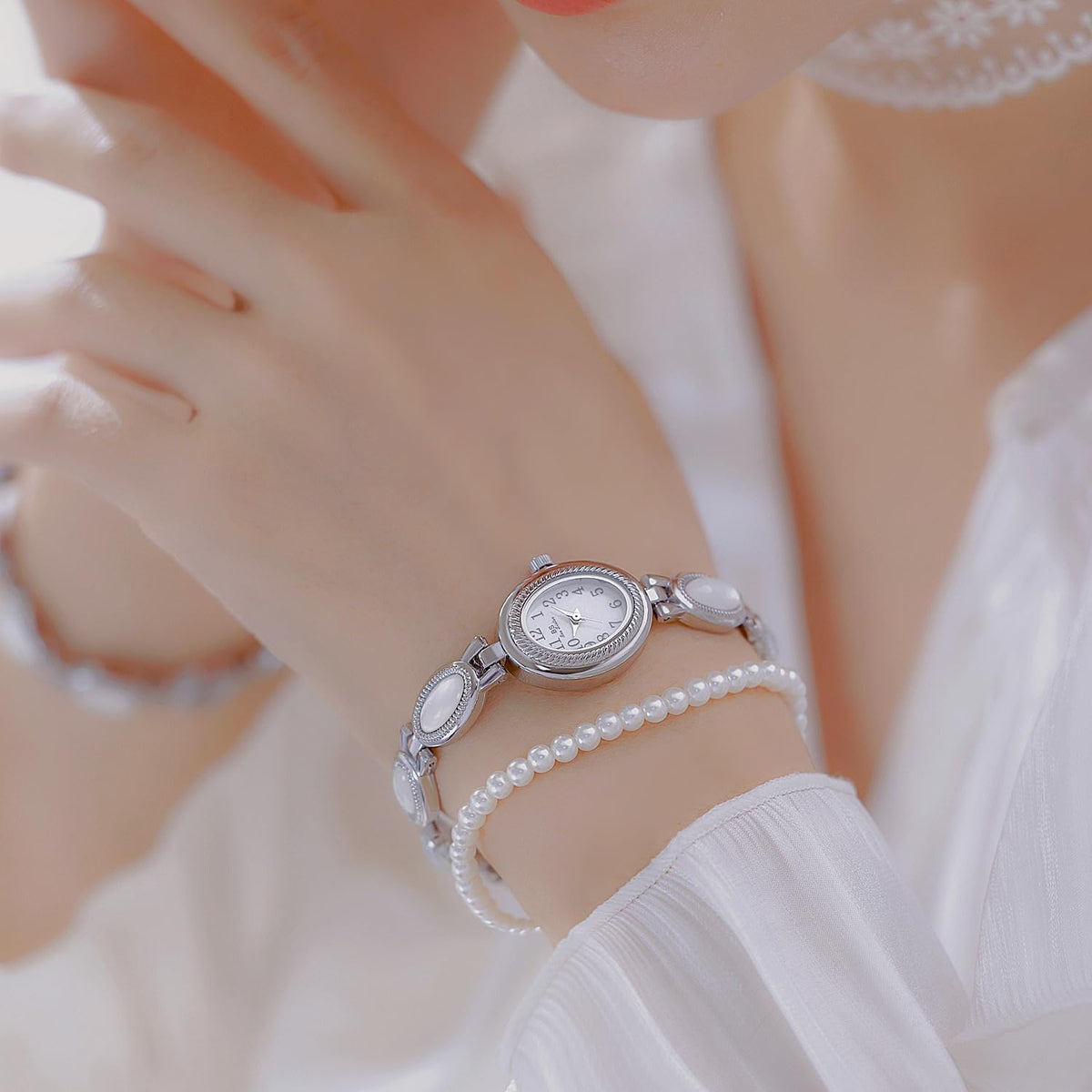 Women s Classic Dainty Pearl Shell Arabic Numerals Oval - CARLIEN Official Imagery - 6