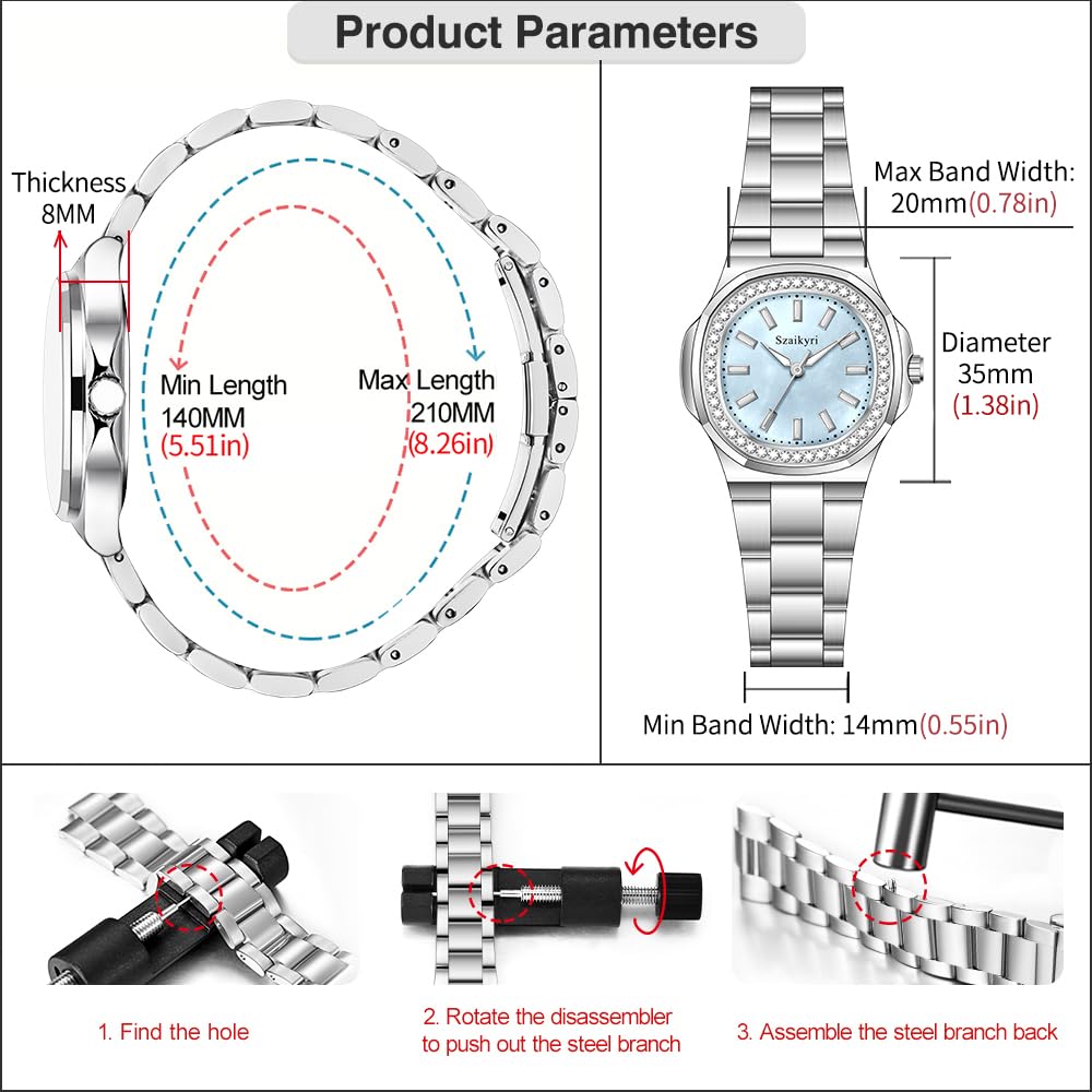 Szaikyri Elegant Watch for Women with Crystal Accented Solid - Szaikyri Official Imagery - 7