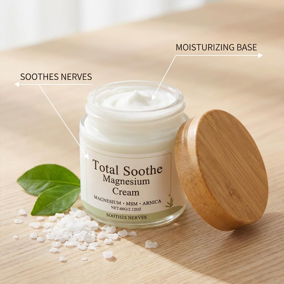 Total Relief Magnesium Cream with MSM and arnica, 2-pack, mineral supplement by tebazoew, showing the cream tubes and packaging.