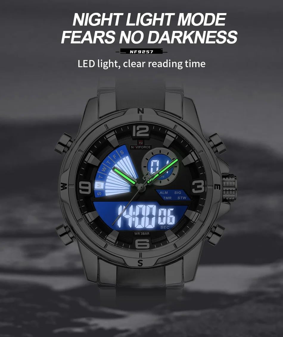 NAVIFORCE Luxury Stainless Steel Analog Digital Watches for - NAVIFORCE Official Imagery - 4