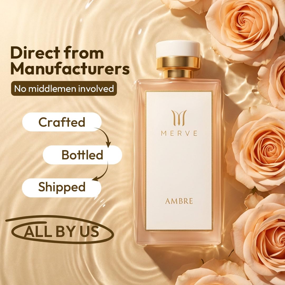 Merve Ambre perfume for women in 3.4 oz bottle featuring a luxurious amber scent and elegant packaging.