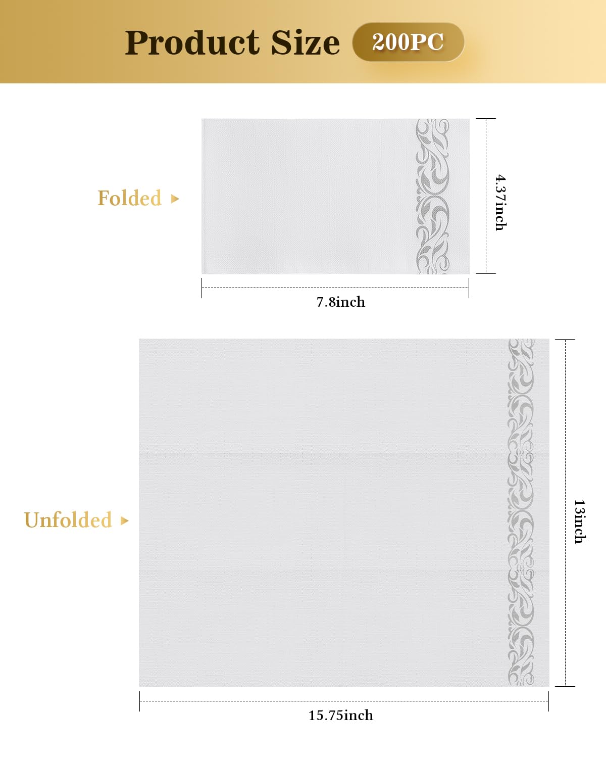 Goodluck 200 Pack 3-Ply Disposable Napkins - Soft & Absorbent Pap - Goodluck Official Product View 2
