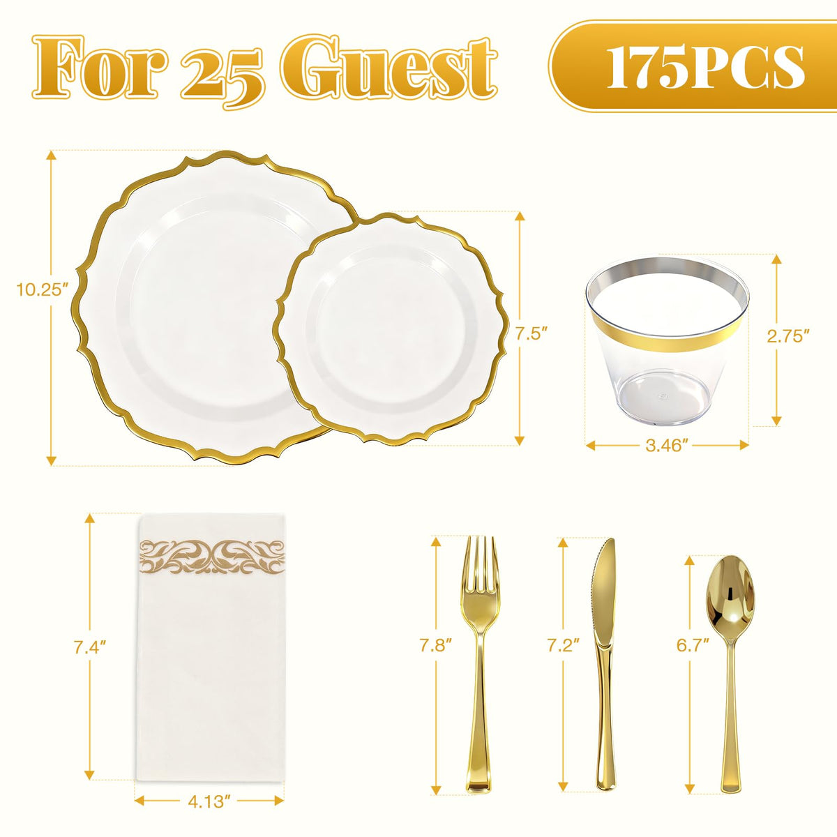 Glowserve 175 Piece Disposable Plastic Plates Dinnerware Set - Glowserve Official Imagery - 4