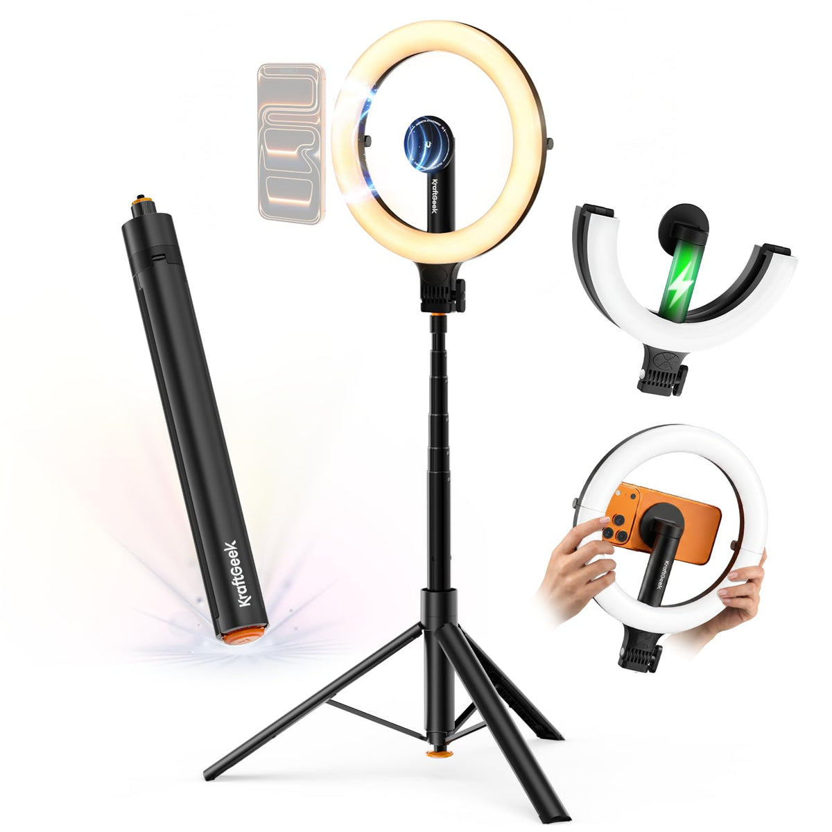 KraftGeek Ring Light with Stand Magnetic Phone Tripod with - KraftGeek Official Imagery - 1