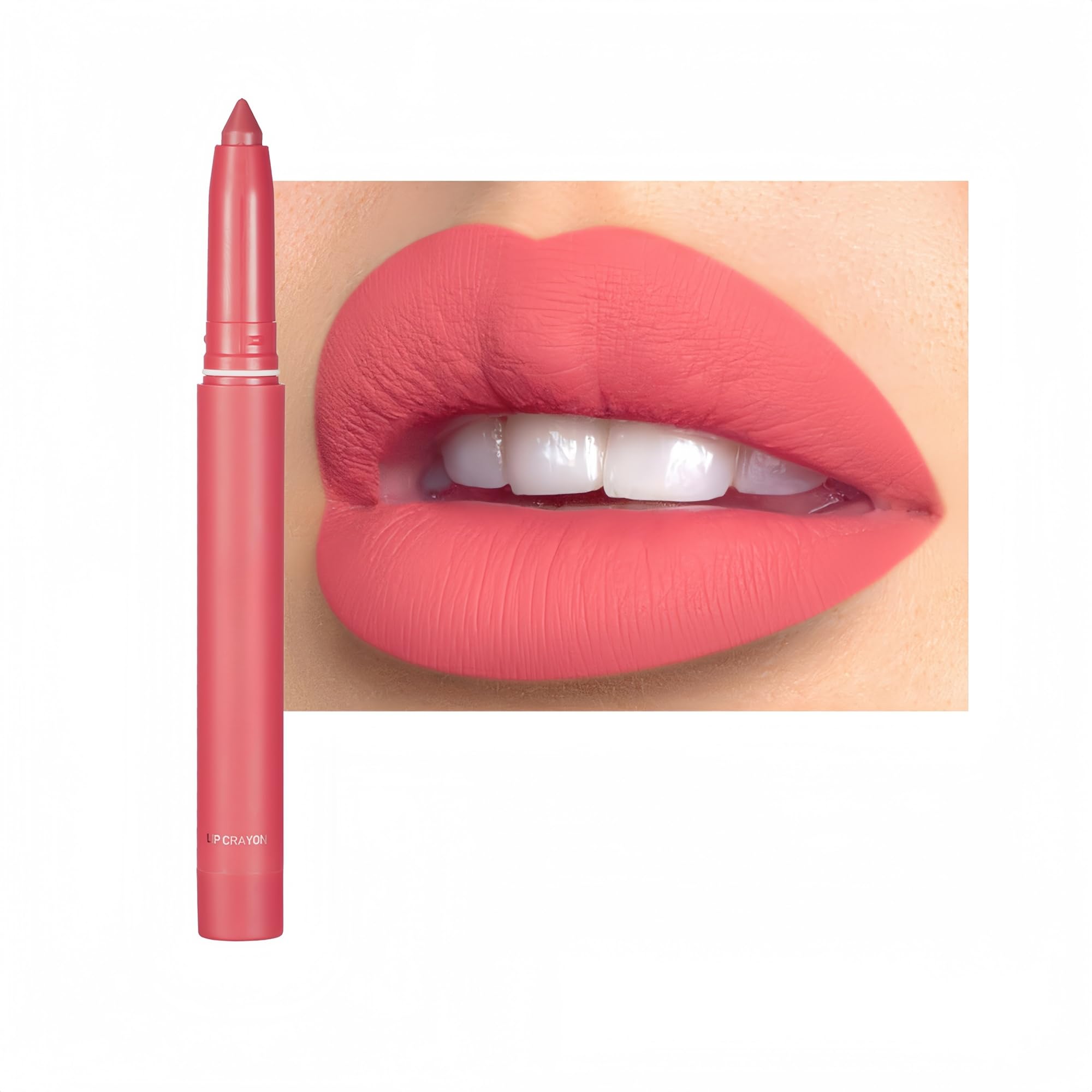 SAUBZEAN crayon lipstick makeup with long-lasting, waterproof lip liner stain in vibrant lip color, shown in a close-up image.