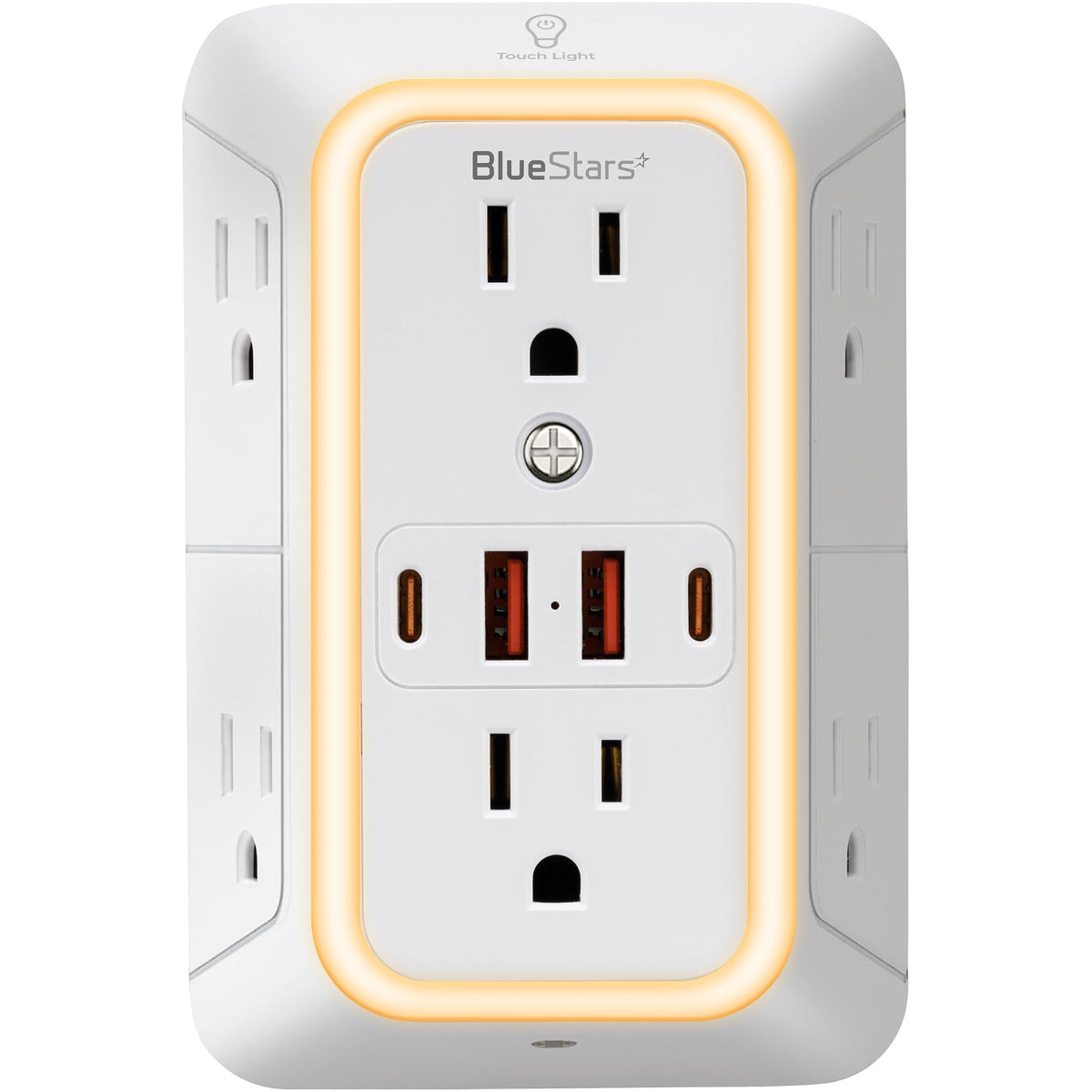 Wall Mount Power Strips Wall Charger 6 Outlet Extender 4 USB - BlueStars Official Imagery - 1