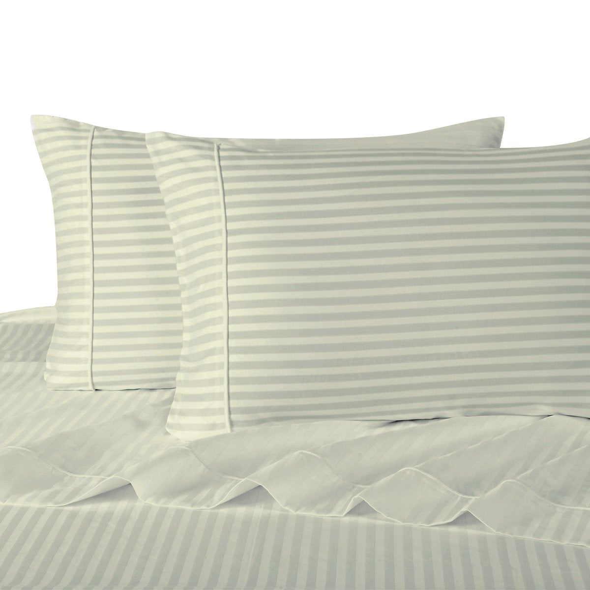 Royal Hotel Bedding Striped Ivory 300-Thread-Count 4pc King Bed - Product Imagery