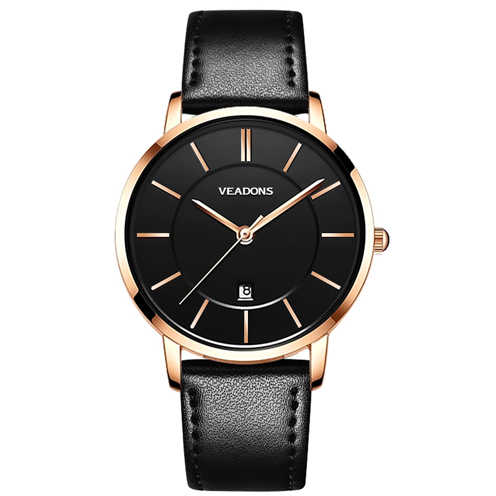 VEADONS Unisex Wrist Watch for Women Men Leather Band Quartz - Product Imagery