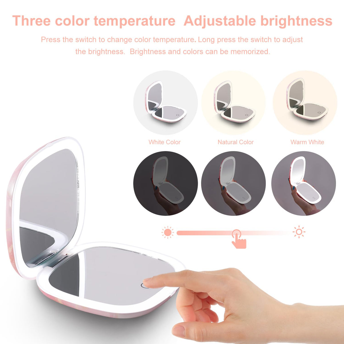 Compact Mirror with Light 4 Inches Compact 1x 10x Magnifying - Mocado Official Imagery - 6