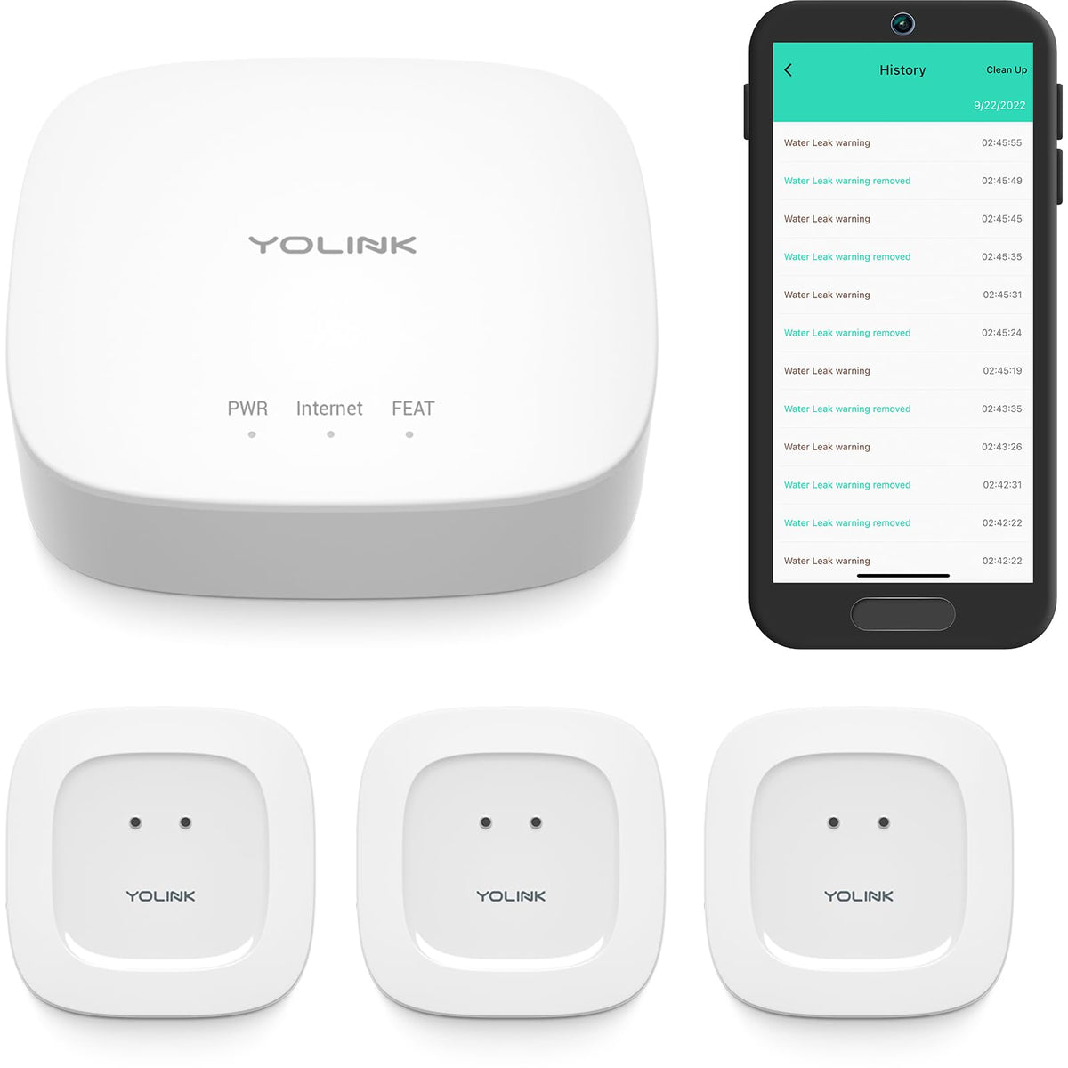 YoLink Water Leak Sensor 1 Kit 3 Pack Hub - YoLink Official Imagery - 1