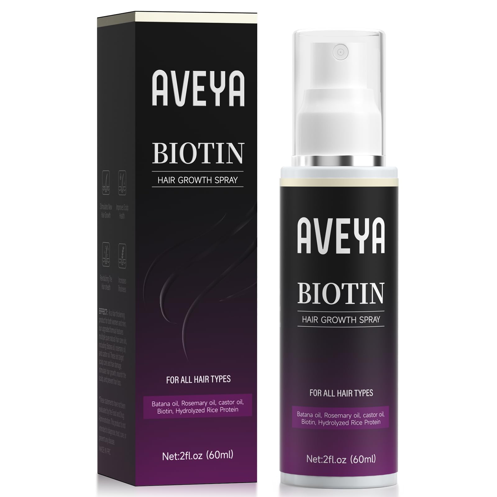 AVEYA Hair Growth Spray, infused with Rosemary Oil,rice water,Batana Oil&Biotin - AVEYA Official Product View 2