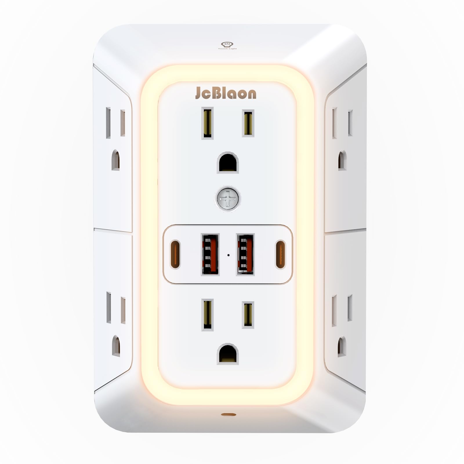 JcBlaon Wall Outlet Extender with Night Light, Power Plug Adapter - JcBlaon Official Product View 1