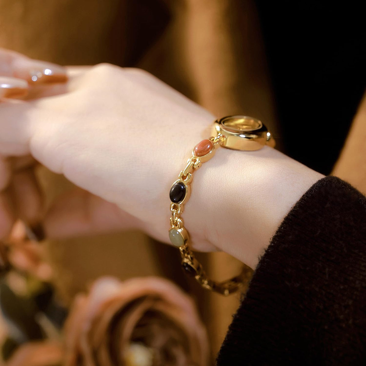 MASTOP Luxury Vintage Gold Watches for Women with Jade - MASTOP Official Imagery - 4
