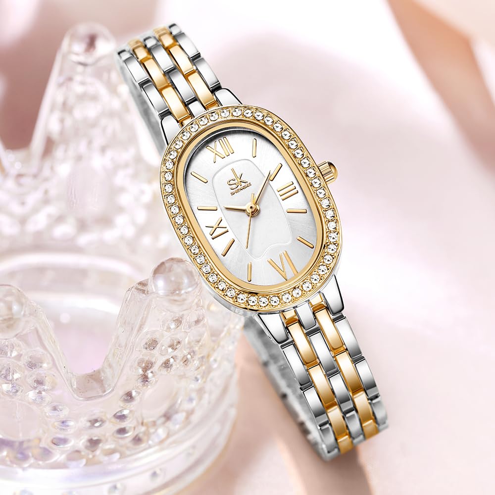 SHENGKE Women s Oval Crystal Accented Alloy Steel Watch - SHENGKE Official Imagery - 5
