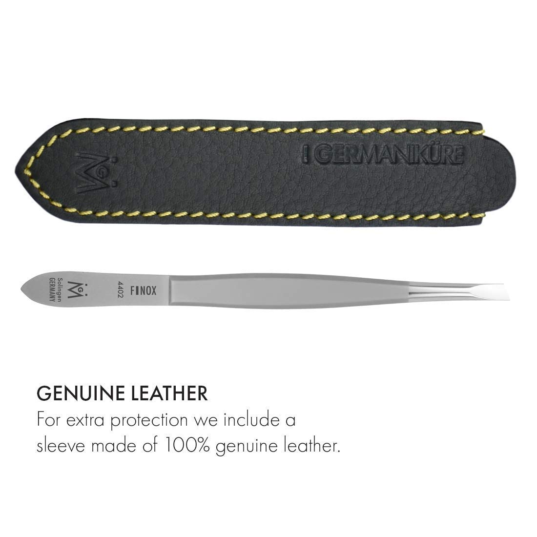 GERMANIKURE Slanted Tweezers Precision German Steel Leather - GERmanikure Official Imagery - 6