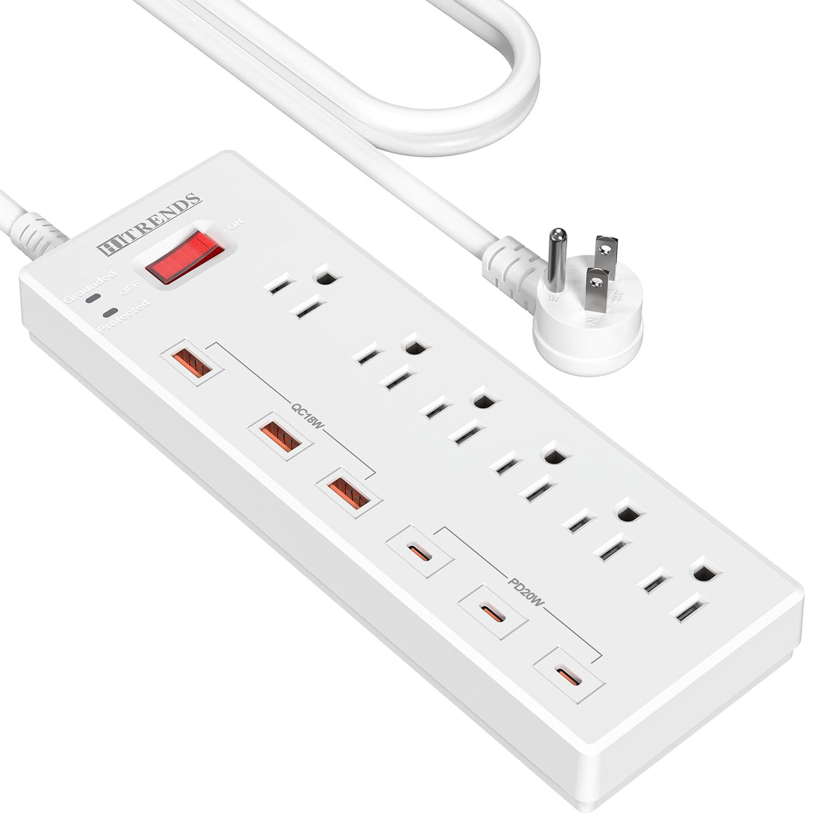Power Strip with USB C Ports HITRENDS Surge Protector with 6 - HITRENDS Official Imagery - 1