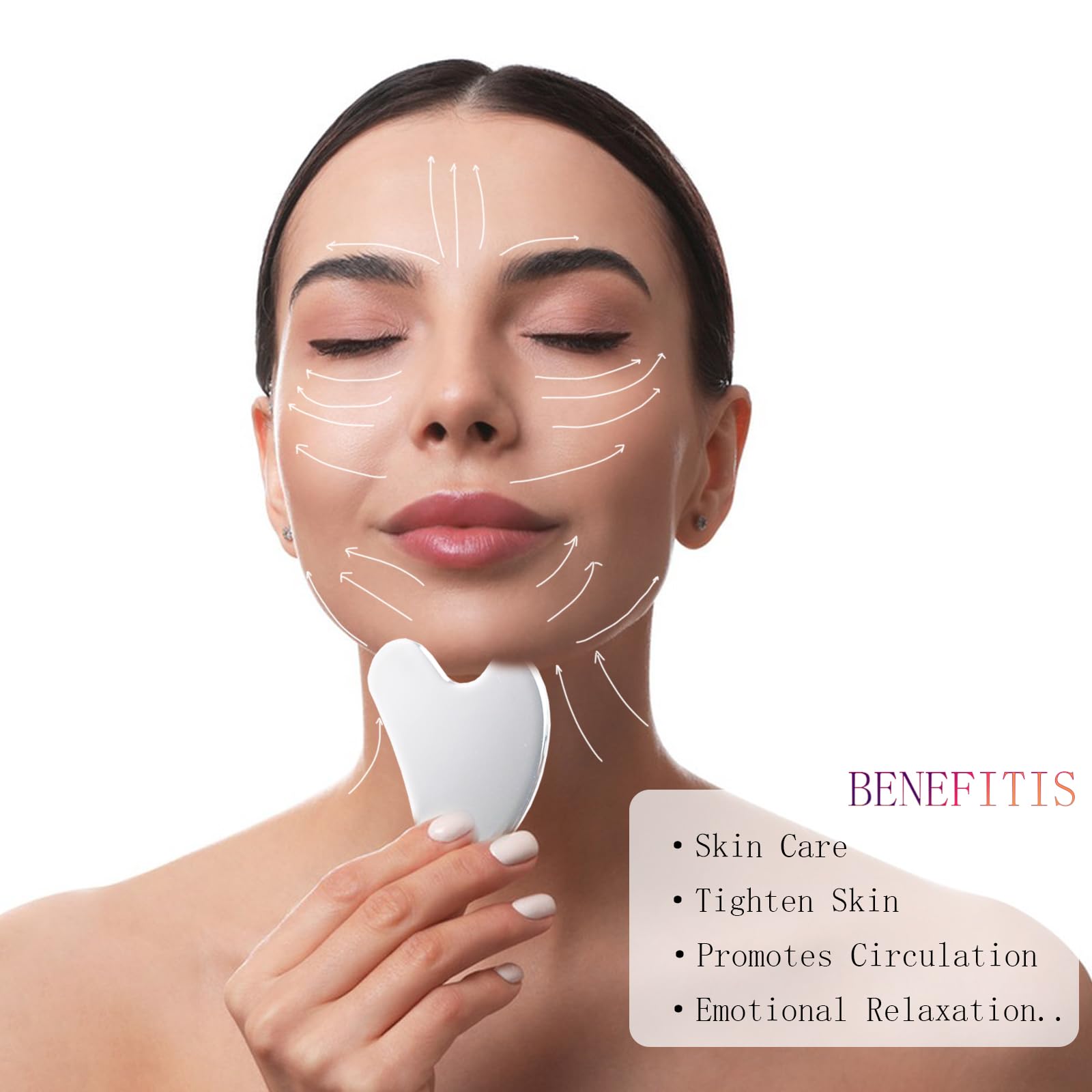 2 Pcs Silver Stainless Steel Facial Tools Heart Shape Metal Gua - Naturahand