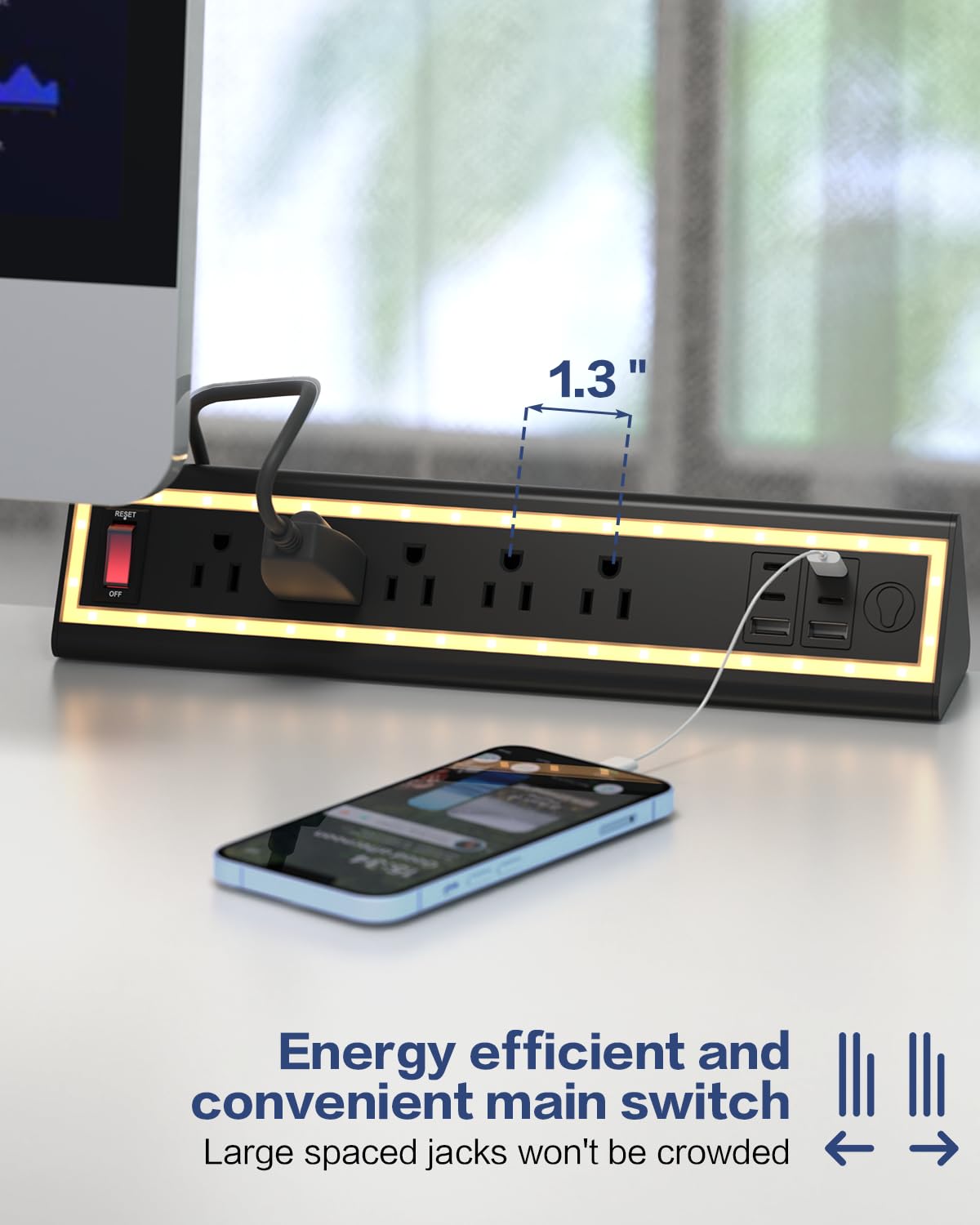Desk Clamp Power Strip with Nightlight 40W Fast Charging 6FT - NYYTGE Official Imagery - 7