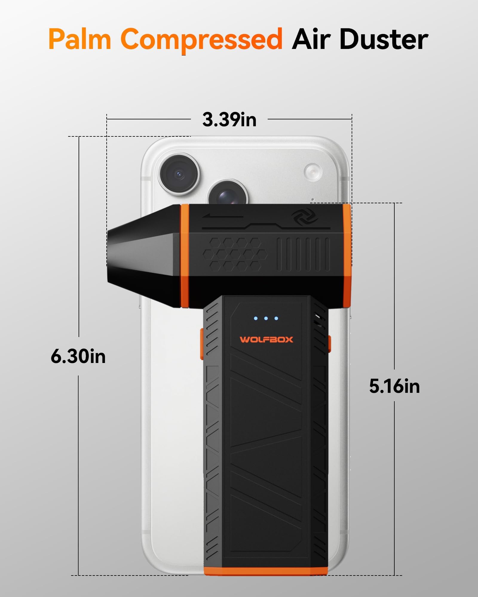 WOLFBOX MegaFlow 50 Compressed Air Duster, 110,000 RPM, 3-Gear Ad - WOLFBOX Official Product View 2