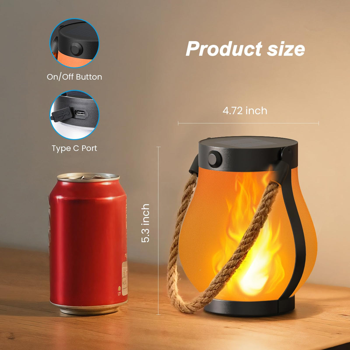Gen2 Solar Lanterns Outdoor Waterproof with Ultra Real Flame - Hompavo Official Imagery - 5