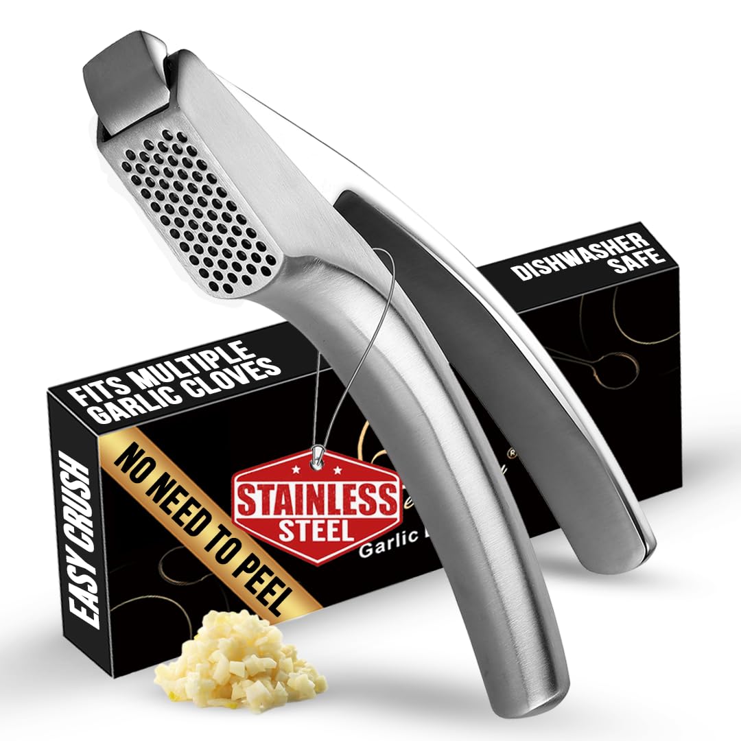 Gourmet Easy Garlic Press Lifetime Replacement, No Need to Peel, Fine - View 1