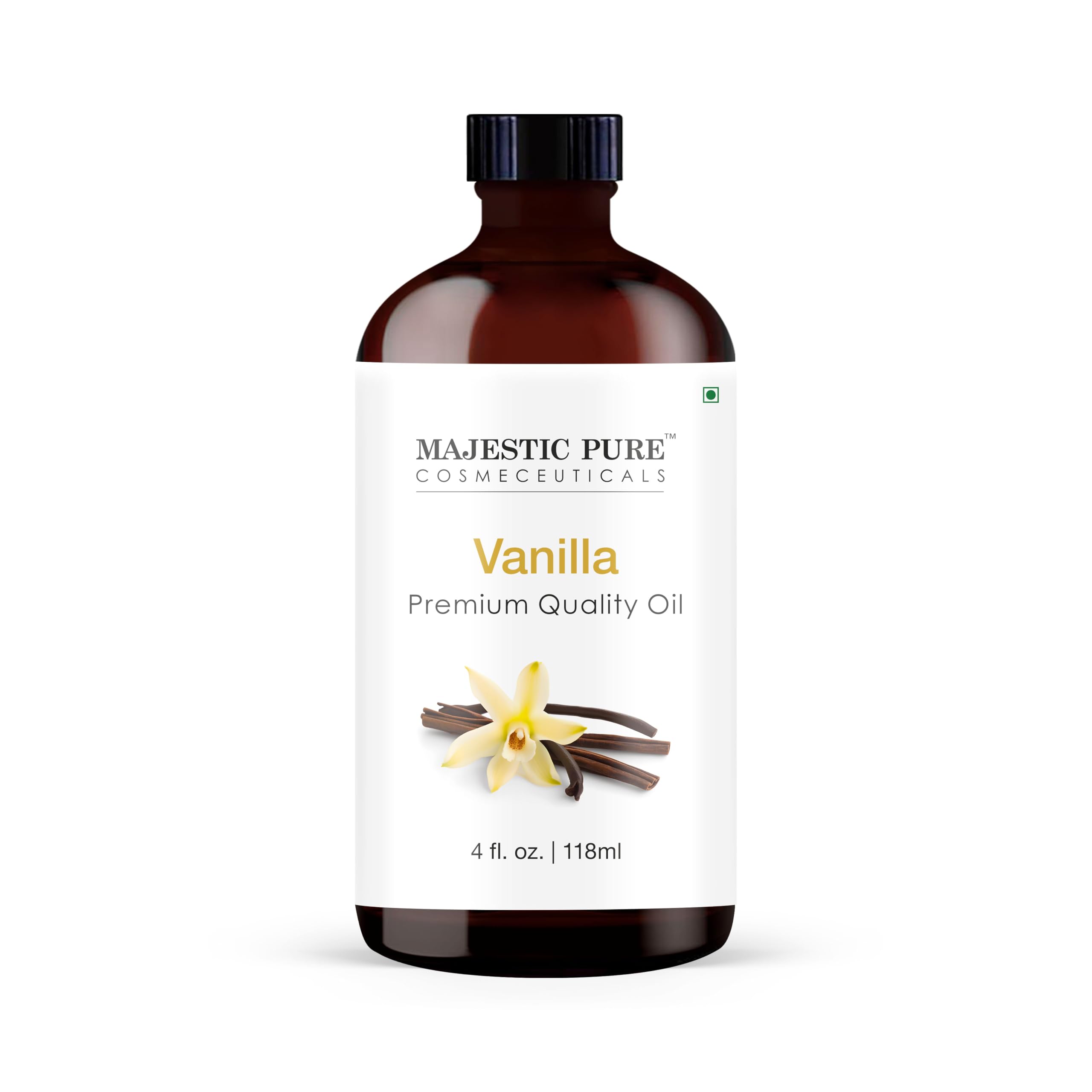 Majestic Pure Vanilla Essential Oil with Glass Dropper - 4 Fl Oz - Product Imagery
