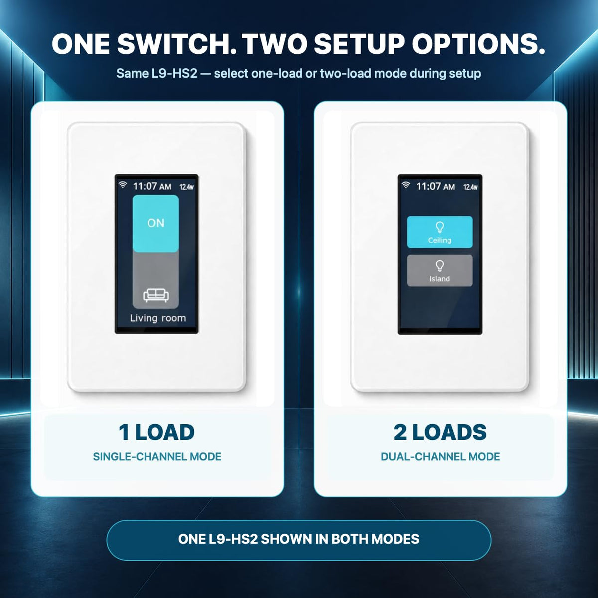 L9 1 or 2 Load LCD Smart Light Switch Radar Activated Screen - LANBON Official Imagery - 3